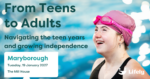 A young woman with Down syndrome swimming in a public pool, promoting Lifely’s free From Teens to Adults event for parents and carers in Maryborough.