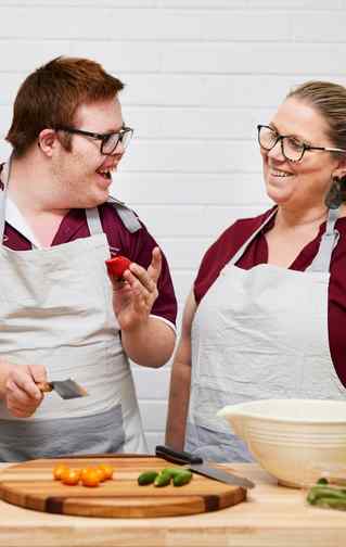 About Us: Man with down syndrome cooking with a Lifely