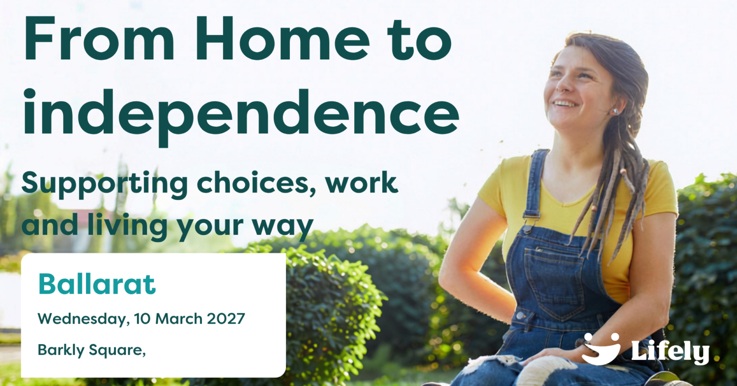 Young woman using a wheelchair enjoying a garden. Promotion for Lifely’s free From Home to Independence carer information events.