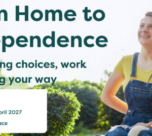 Young woman using a wheelchair enjoying a garden. Promotion for Lifely’s free From Home to Independence carer information events.