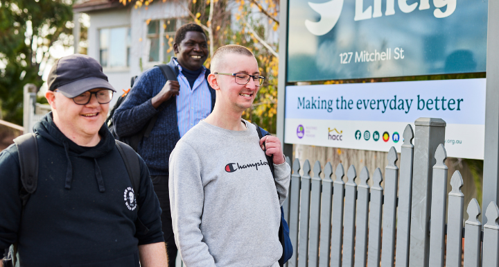 Shared Support: Two NDIS participants walk in bendigo with their support worker