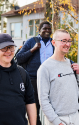 Shared Support: Two NDIS participants walk in bendigo with their support worker