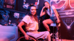 Young women hangout at arcade
